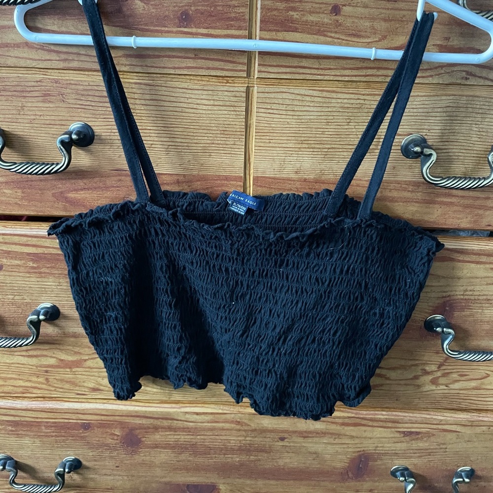 American Eagle Black Crop Tank Top